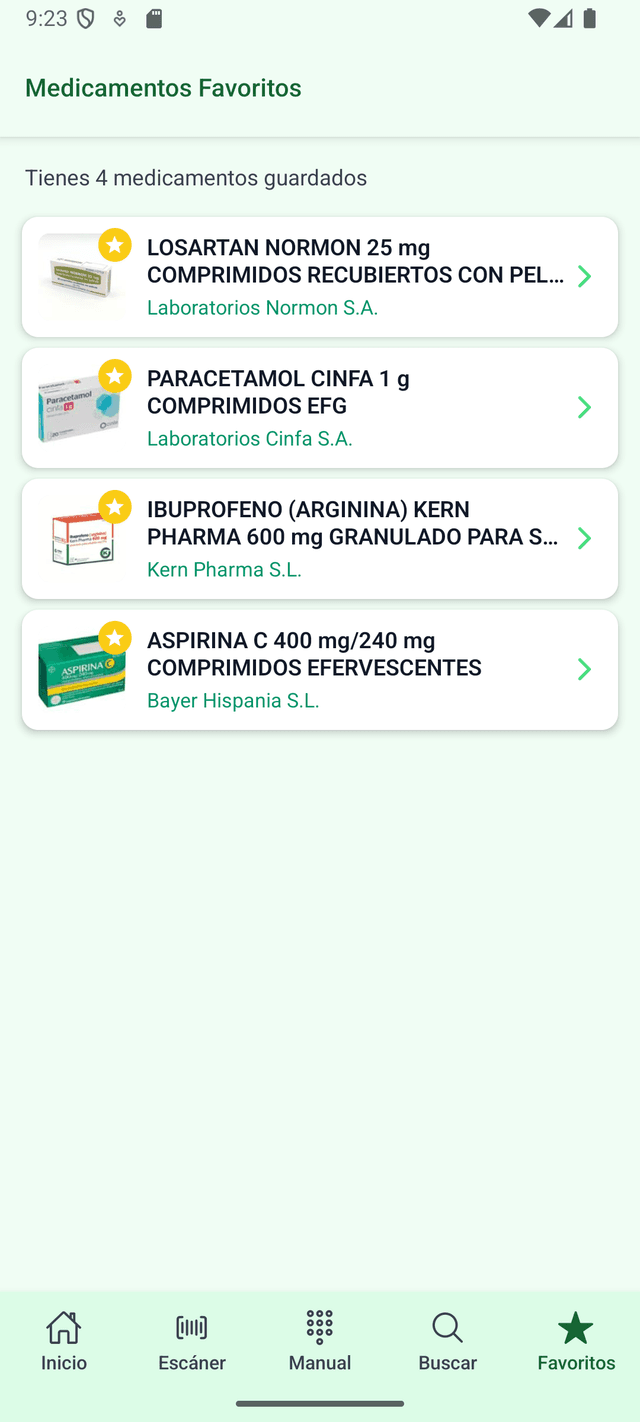 Lista de medicamentos favoritos