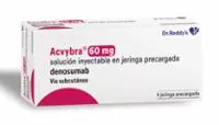 Envase del medicamento ACVYBRA 60 MG SOLUCION INYECTABLE EN JERINGA PRECARGADA - Laboratorio Reddy Holding Gmbh