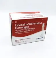 Fotografía del medicamento LIDOCAINA/ADRENALINA NORMOGEN 20 MG/ML + 0,0125 MG/ML SOLUCION INYECTABLE EFG