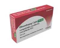 Envase del medicamento ELTROMBOPAG CIPLA 75 MG COMPRIMIDOS RECUBIERTOS CON PELICULA EFG - Laboratorio Cipla Europe N.V.