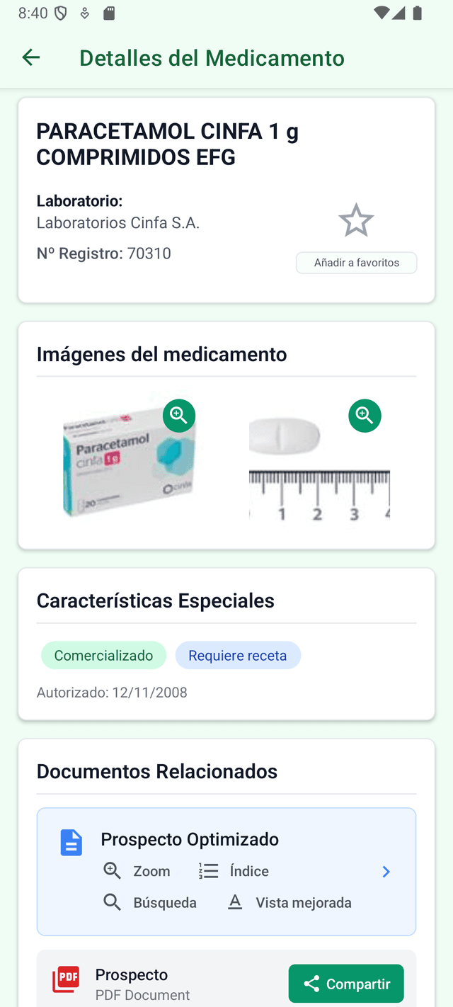 Ficha rápida de un medicamento
