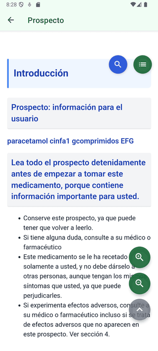 Visualización mejorada del texto del prospecto