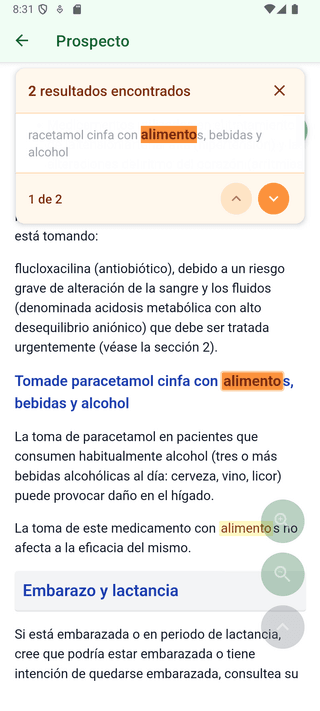 Buscador de términos en prospecto